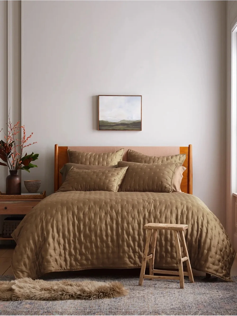 Quince Bamboo Dream Quilt NWT in Walnut King/Cali King $435